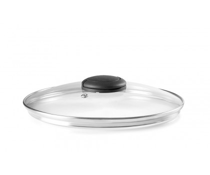 Couvercle verre inox bouton repliable 28 cm