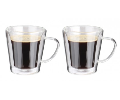Lait Gratuit Cuillère en Verre Verres à Double Paroi Lot de 2-400ml Verres à Café Mug Jus et Eau Thé Latte Tasse en Verre Borosilicate pour Cappuccino 