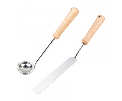 Louchette et spatule inox et hêtre